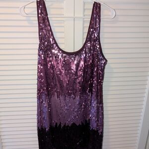 Express Purple Ombre Sequin Midi Dress
